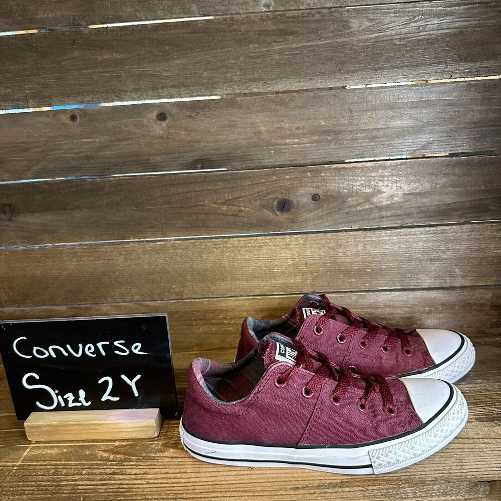 Kids Converse CTAS Maroon Red Low Casual Comfort‎ Sneakers Shoes Size 2 Y GUC